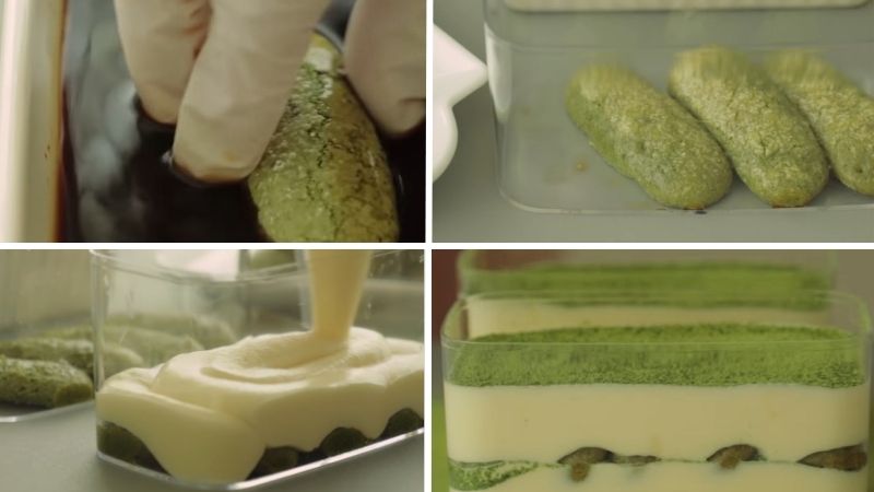 Đổ khuôn tiramisu và lắp bánh Đổ khuôn tiramisu và lắp bánh
