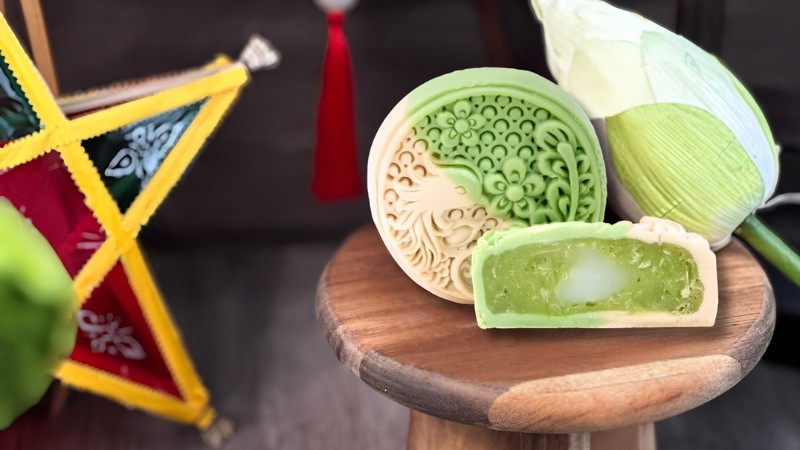 Bánh tuyết nướng cốm dừa mochi Bánh tuyết nướng cốm dừa mochi