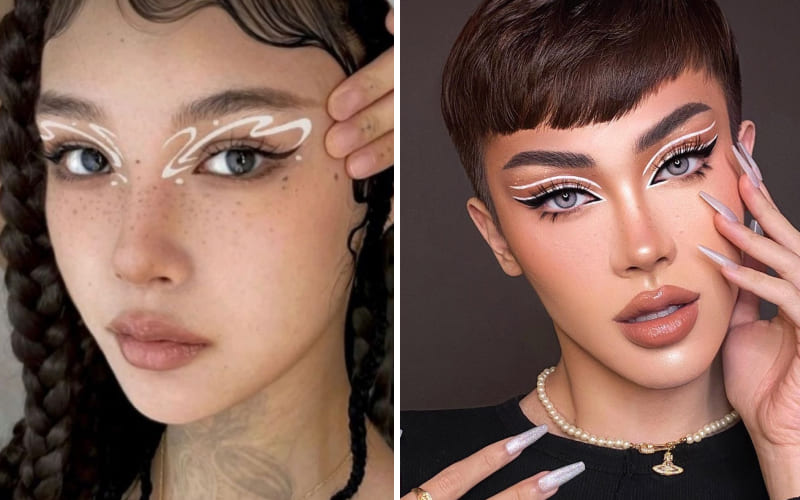 Các kiểu kẻ mắt graphic sáng tạo với màu trắng Các kiểu kẻ mắt graphic sáng tạo với màu trắng