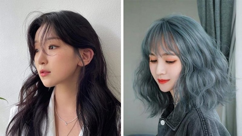 Tóc màu đen và xanh dương khói Tóc màu đen và xanh dương khói