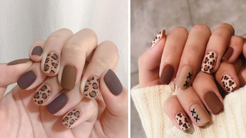 Mẫu nail họa tiết da báo