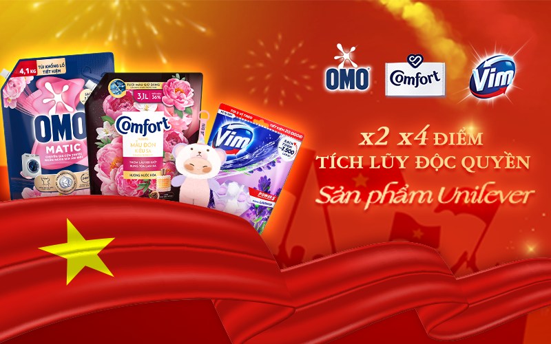 Tích điểm X2, X4 qua app Bách hóa XANH khi mua sản phẩm từ Unilever Tích điểm X2, X4 qua app Bách hóa XANH khi mua sản phẩm từ Unilever