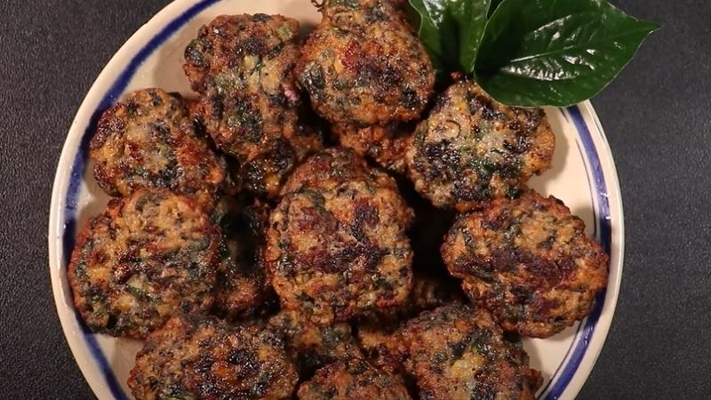 Thành phẩm món chả ốc lá lốt Thành phẩm món chả ốc lá lốt