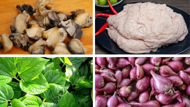 Nguyên liệu làm chả ốc lá lốt Nguyên liệu làm chả ốc lá lốt