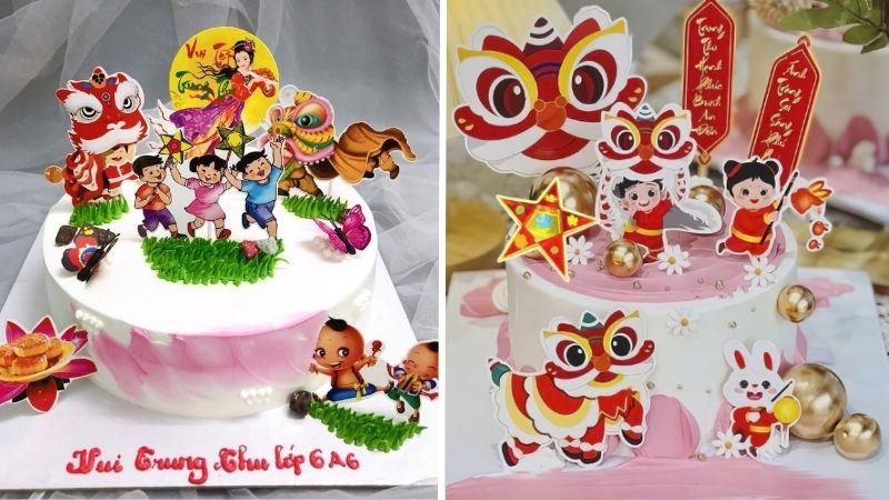 Mẫu bánh kem Trung thu Đoàn lân sư rồng