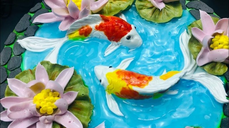 Mẫu bánh Cá chép trông trăng trong hồ sen