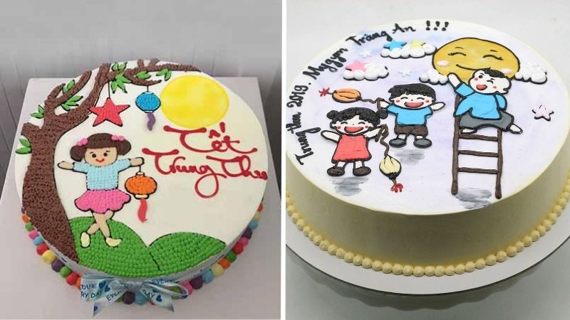 Mẫu bánh kem Bé rước đèn ông sao