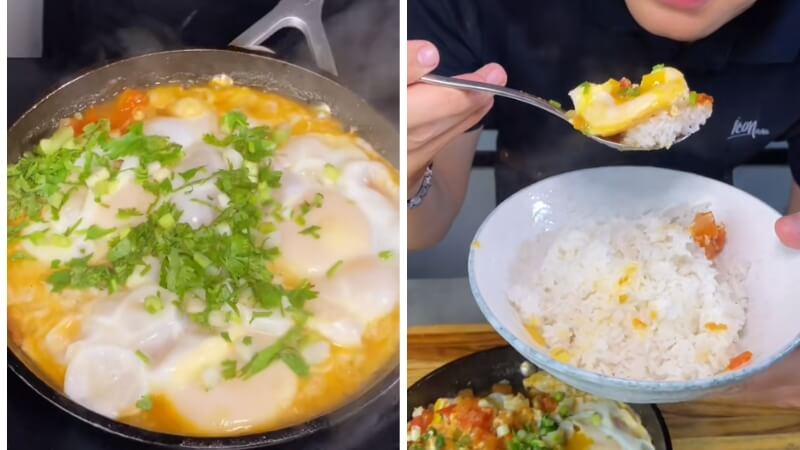 cơm lười trứng lòng đào