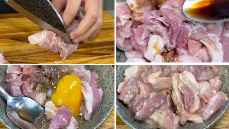 Sơ chế và ướp thịt heo