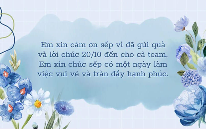 Lời cảm ơn 20/10 dành cho sếp, đồng nghiệp và công ty