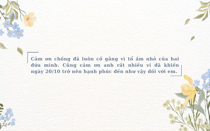 Lời cảm ơn 20/10 dành cho chồng, người yêu