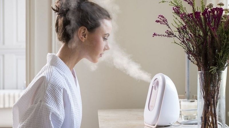 Máy xông hơi mặt/tinh dầu giúp làm sạch da, thư giãn tinh thần và cải thiện giấc ngủ
