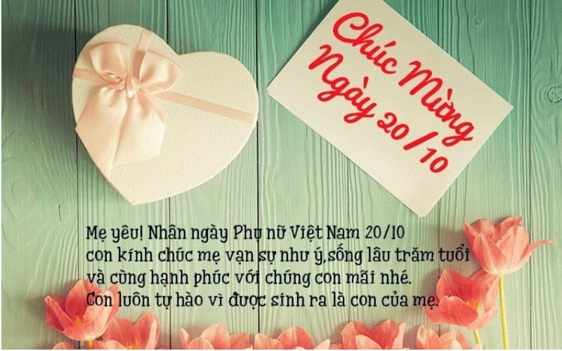 Ảnh chúc mừng 20/10 thể hiện sự quan tâm chân thành.