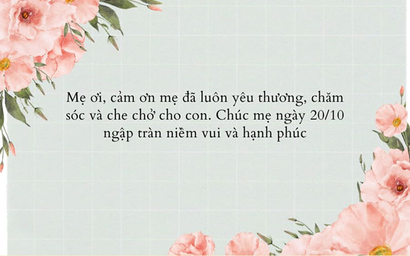 Lời chúc 20/10 cho mẹ ngắn gọn mà ý nghĩa