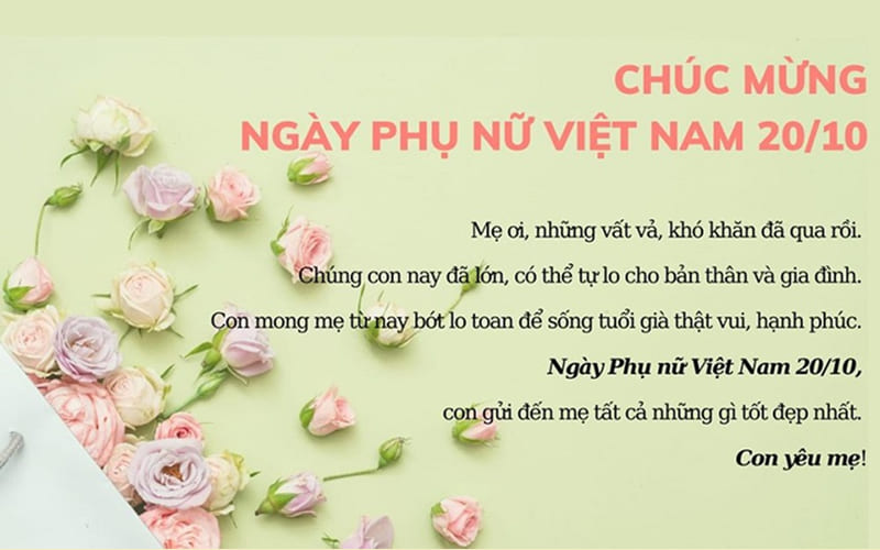 Thơ chúc mẹ ngày 20/10