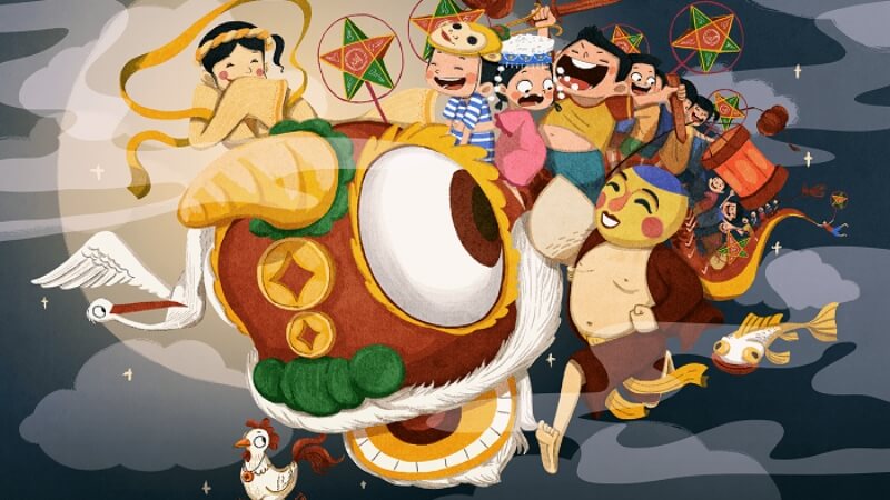 Tranh Trung thu phong cách hiện đại (Anime, Chibi) 4