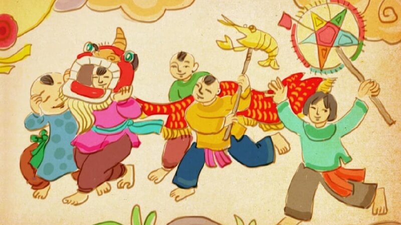 Tranh rước đèn ông sao, đèn lồng 4