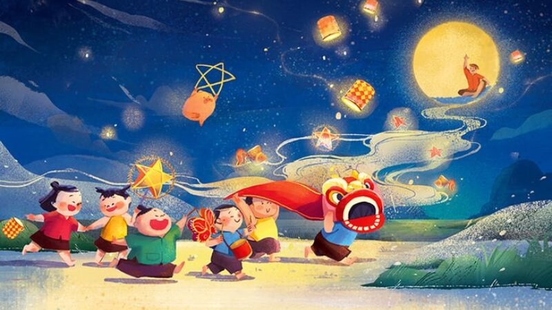 Tranh chị Hằng, chú Cuội và Thỏ Ngọc 2