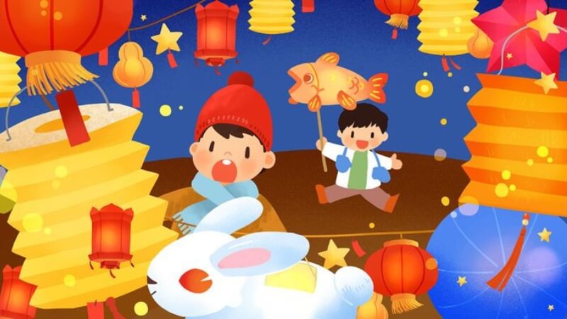 Tranh Trung thu phong cách hiện đại (Anime, Chibi) 2