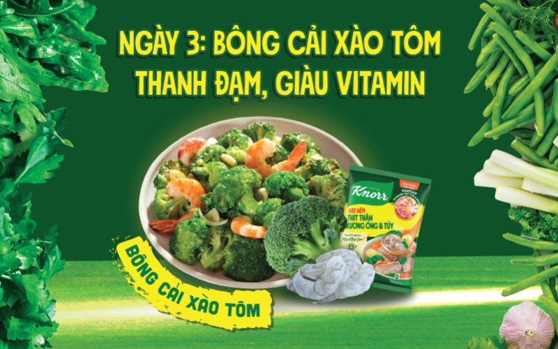 Ngày 3: Bông cải xào tôm