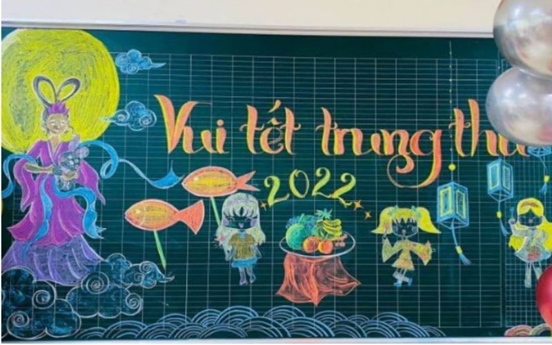 Bánh Trung thu và ngũ quả tạo điểm nhấn ấm áp.