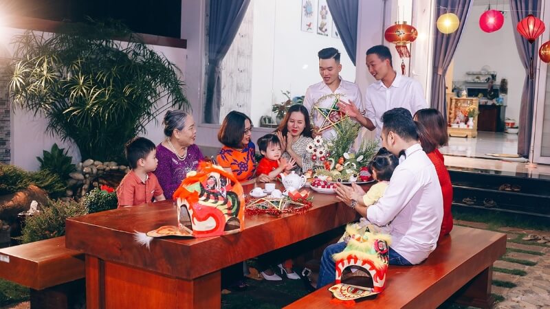 Ảnh mâm cỗ Trung thu đủ đầy, sum vầy 5
