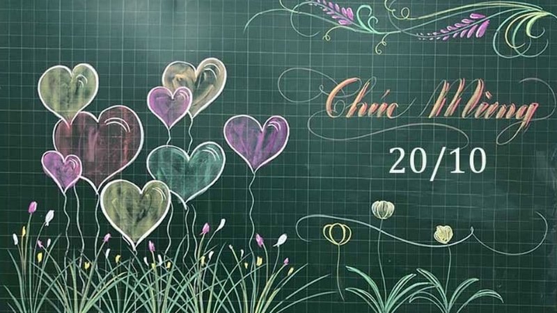 Mẫu trang trí bảng bố cục trái tim số 2 Mẫu trang trí bảng bố cục trái tim số 2