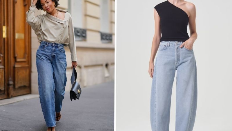 Kết hợp quần Barrel jeans với áo kiểu