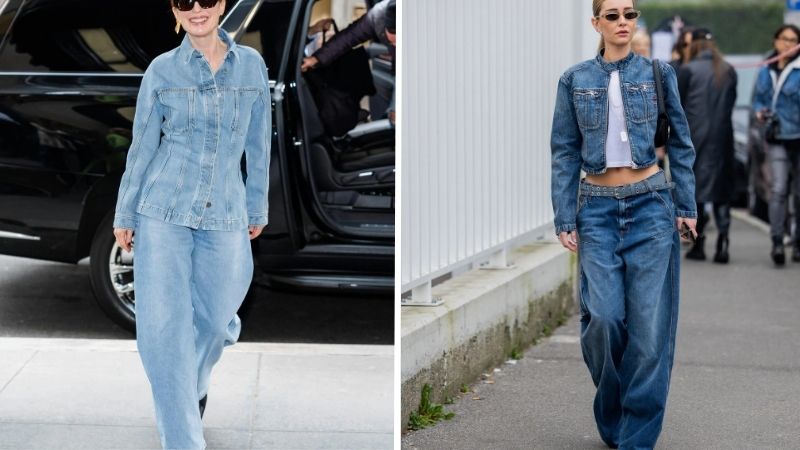 Kết hợp quần Barrel jeans với áo khoác denim