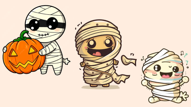 Cách vẽ xác ướp Chibi siêu dễ thương