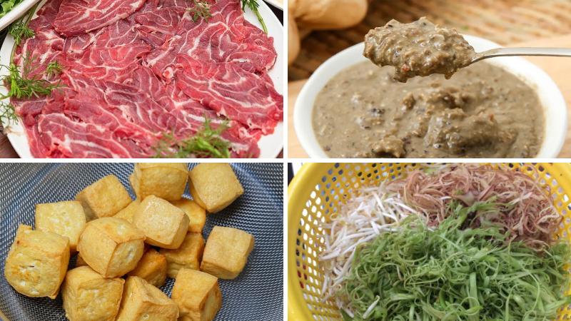 Nguyên liệu làm lẩu riêu cua bắp bò cay Nguyên liệu làm lẩu riêu cua bắp bò cay