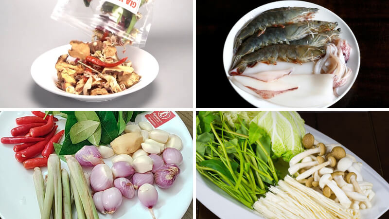 Nguyên liệu nấu lẩu Thái Tomyum chua cay Nguyên liệu nấu lẩu Thái Tomyum chua cay