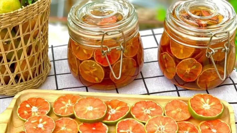 Chanh đào ngâm mật ong Chanh đào ngâm mật ong