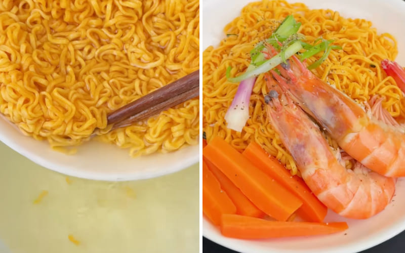 Đối với mì trộn (vị tôm hùm nướng bơ tỏi) Đối với mì trộn (vị tôm hùm nướng bơ tỏi)