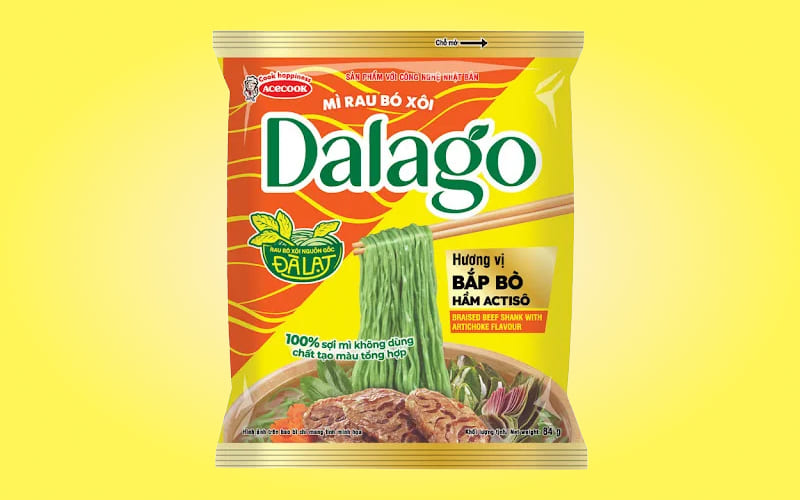 Mì rau bó xôi Dalago hương vị bắp bò hầm actiso (mì nước) Mì rau bó xôi Dalago hương vị bắp bò hầm actiso (mì nước)