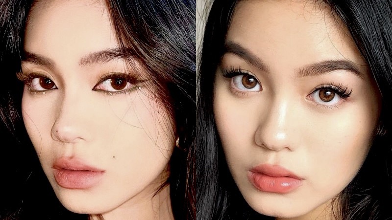 Nối liền đường kẻ với đuôi mắt dưới