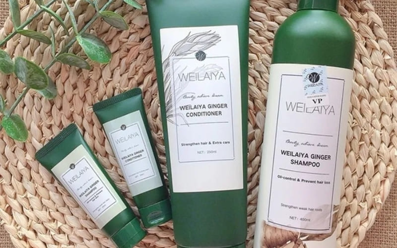 Dầu gội gừng trắng Weilaiya nuôi dưỡng tóc chắc khỏe tự nhiên.