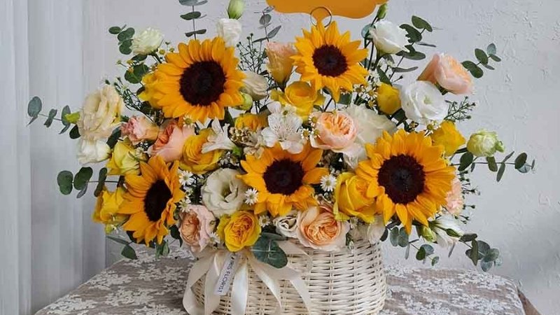 Lẵng hoa hướng dương Lẵng hoa hướng dương