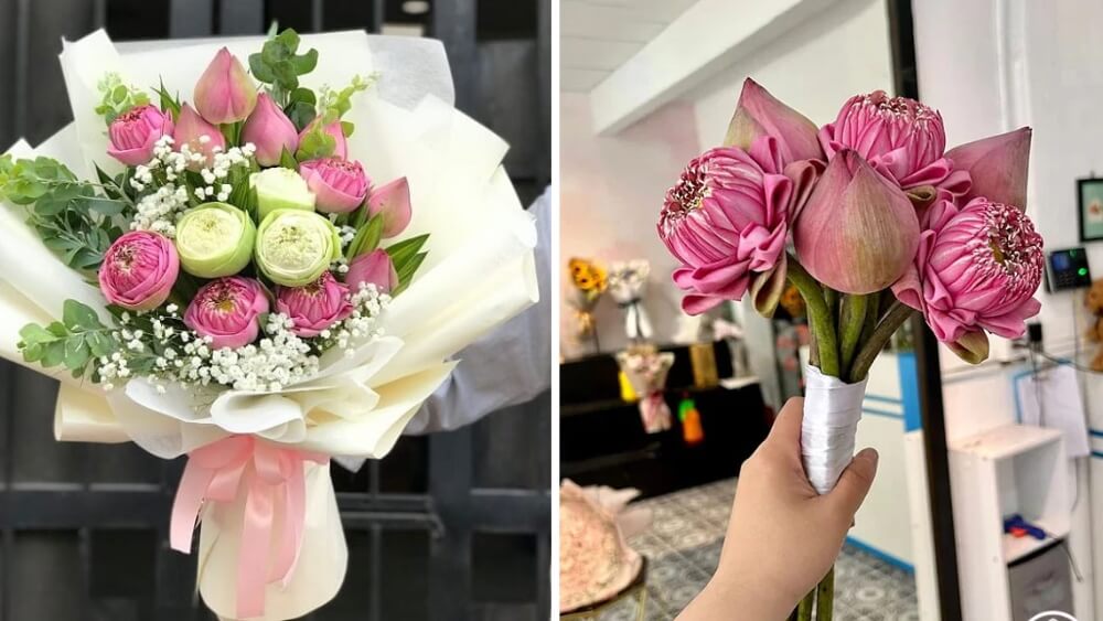 Cắm hoa 20/10 bằng hoa sen Cắm hoa 20/10 bằng hoa sen