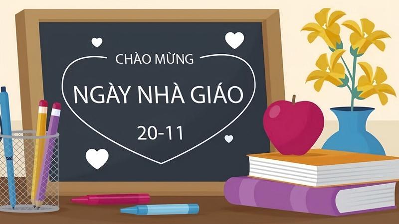 Mẫu background 20/11 đơn giản, trang trọng số 8 Mẫu background 20/11 đơn giản, trang trọng số 8