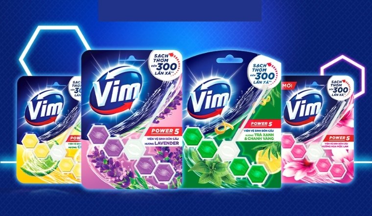 Viên treo bồn cầu Vim: Giải pháp cho toilet sạch thơm đến 300 lần xả