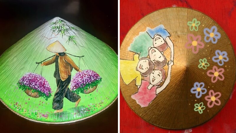 Trang trí nón lá 20/10 chủ đề mẹ và gia đình