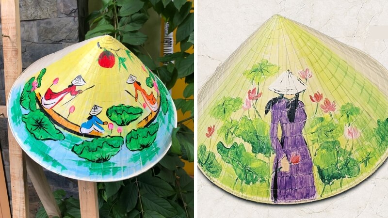 Người phụ nữ Việt Nam là chủ đề quen thuộc để trang trí nón lá