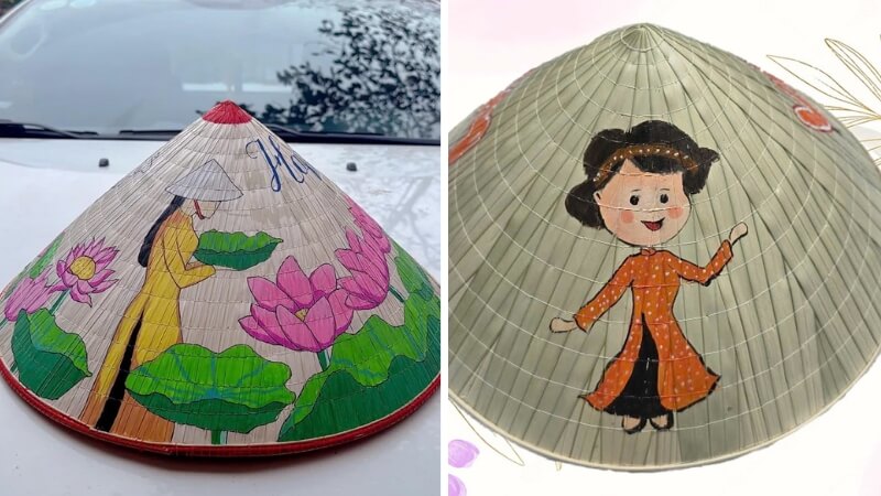 Vẽ nón lá 20/10 với hình ảnh cô giáo