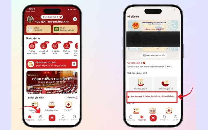 Sau khi đăng nhập thành công, tại giao diện chính, bạn chọn mục “Ví giấy tờ” Sau khi đăng nhập thành công, tại giao diện chính, bạn chọn mục “Ví giấy tờ”