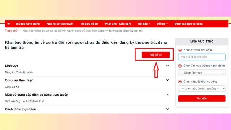 Nộp hồ sơ Nộp hồ sơ