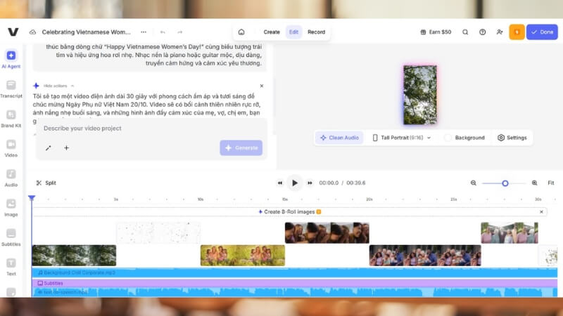 VEED.io là công cụ tạo video trực tuyến tích hợp trí tuệ nhân tạo (AI) VEED.io là công cụ tạo video trực tuyến tích hợp trí tuệ nhân tạo (AI)