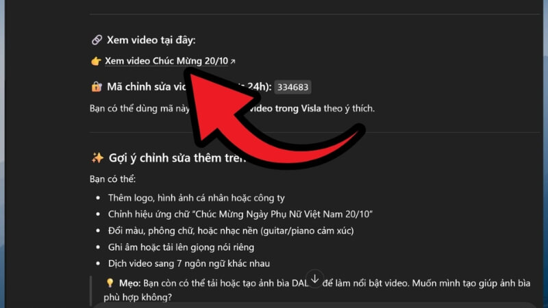 Xem video và lưu để chỉnh sửa video chúc 20/10 bằng AI Xem video và lưu để chỉnh sửa video chúc 20/10 bằng AI