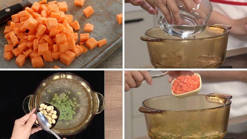 Bước 1: Sơ chế rau củ & nấu nước dùng Bước 1: Sơ chế rau củ & nấu nước dùng