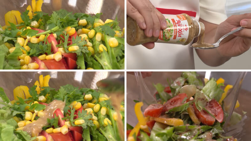 Tiến hành trộn salad Tiến hành trộn salad